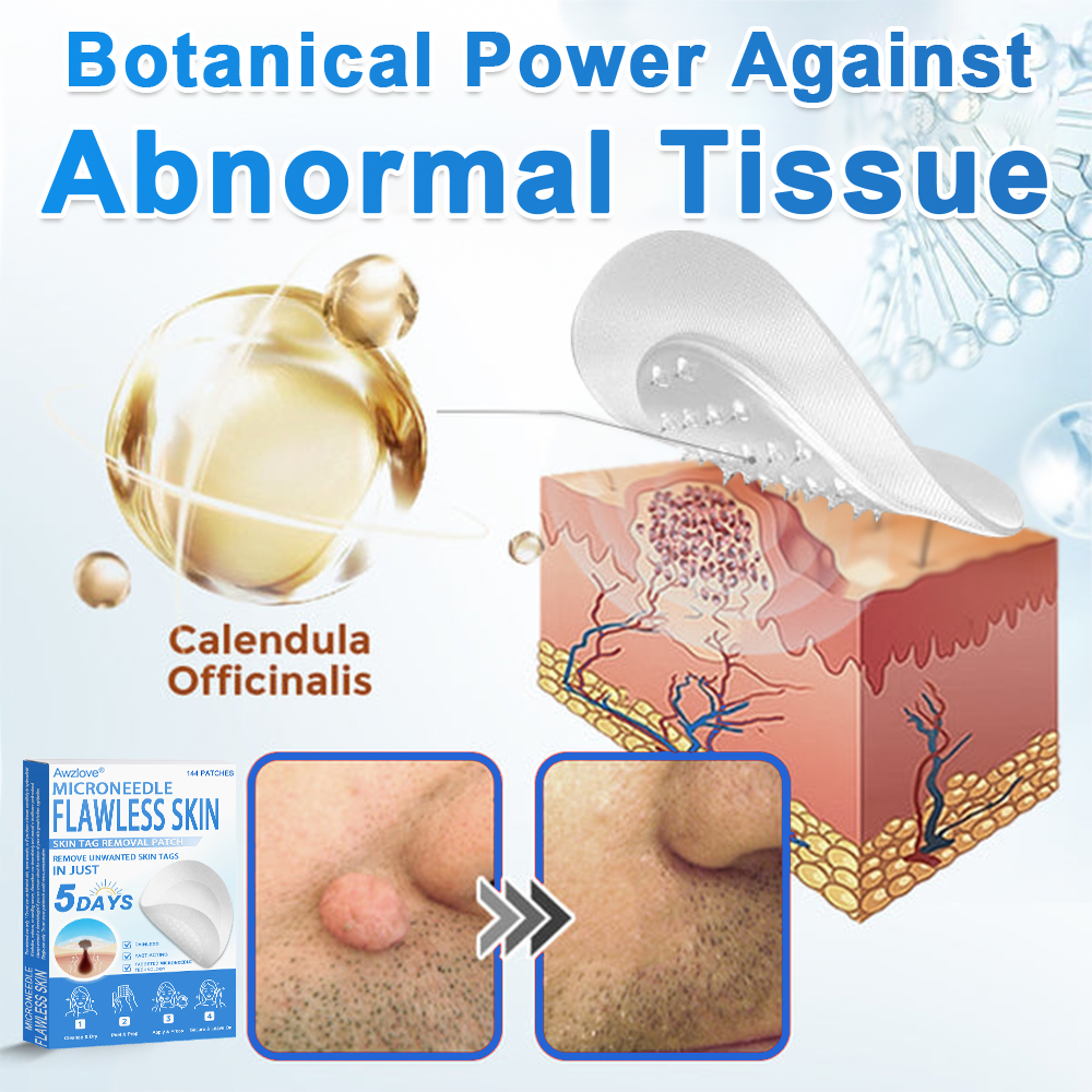 Awzlove® 2-in-1 Microneedle & Hydrocolloid Patch | Raised Moles,Acne, Flat Warts & Skin Tags Remover | Improves Wrinkles, Scars & Blemishes | Invisible Star Pimple Patches for Face & Body |🎄🌳1