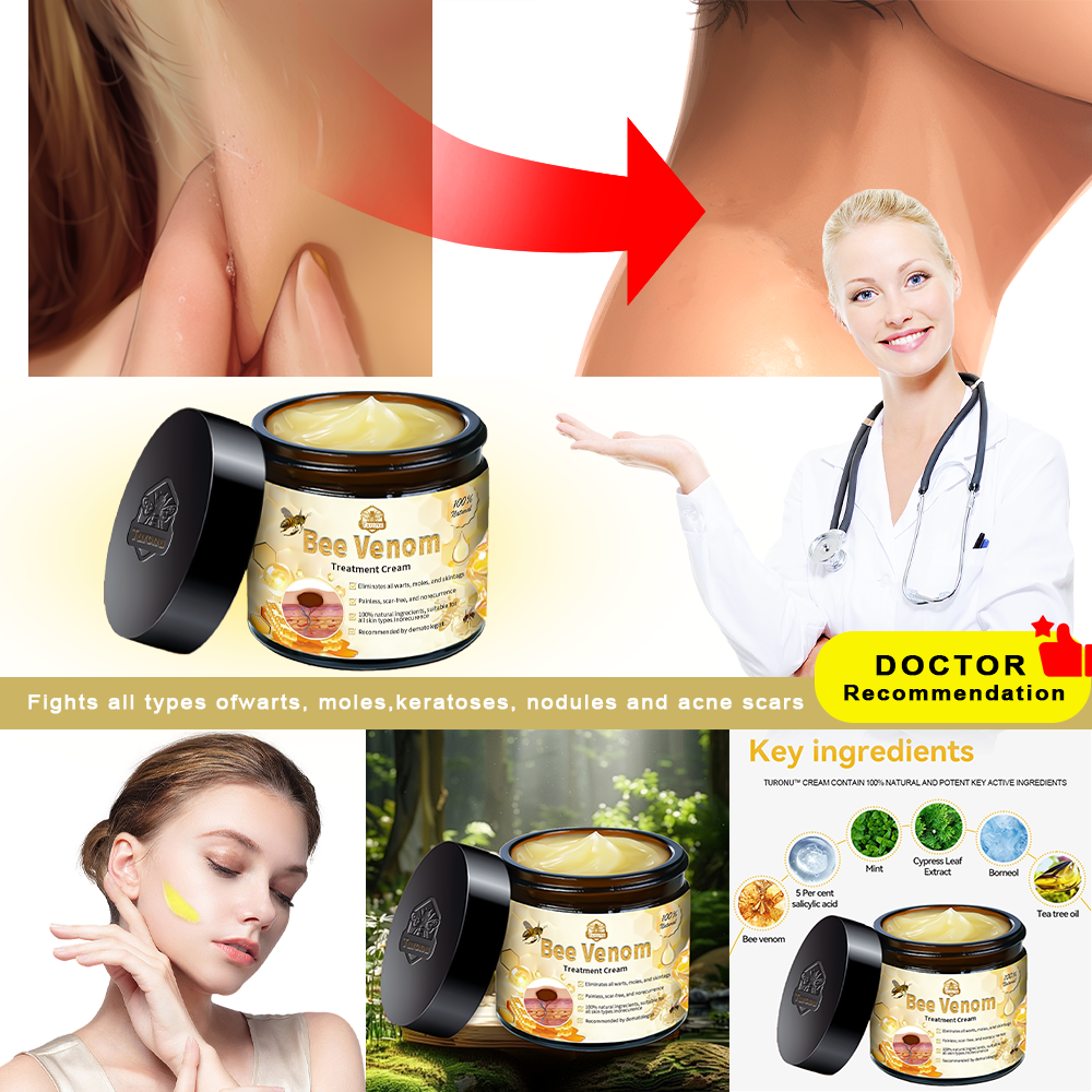 Turonu™ Bee Venom Skin Treatment Cream British Association of Dermatologists (BAD) Approved(Helping with acne, wart, rosacea, psoriasis, age spots, eczema, and reducing the appearance of stretch marks)🏵️