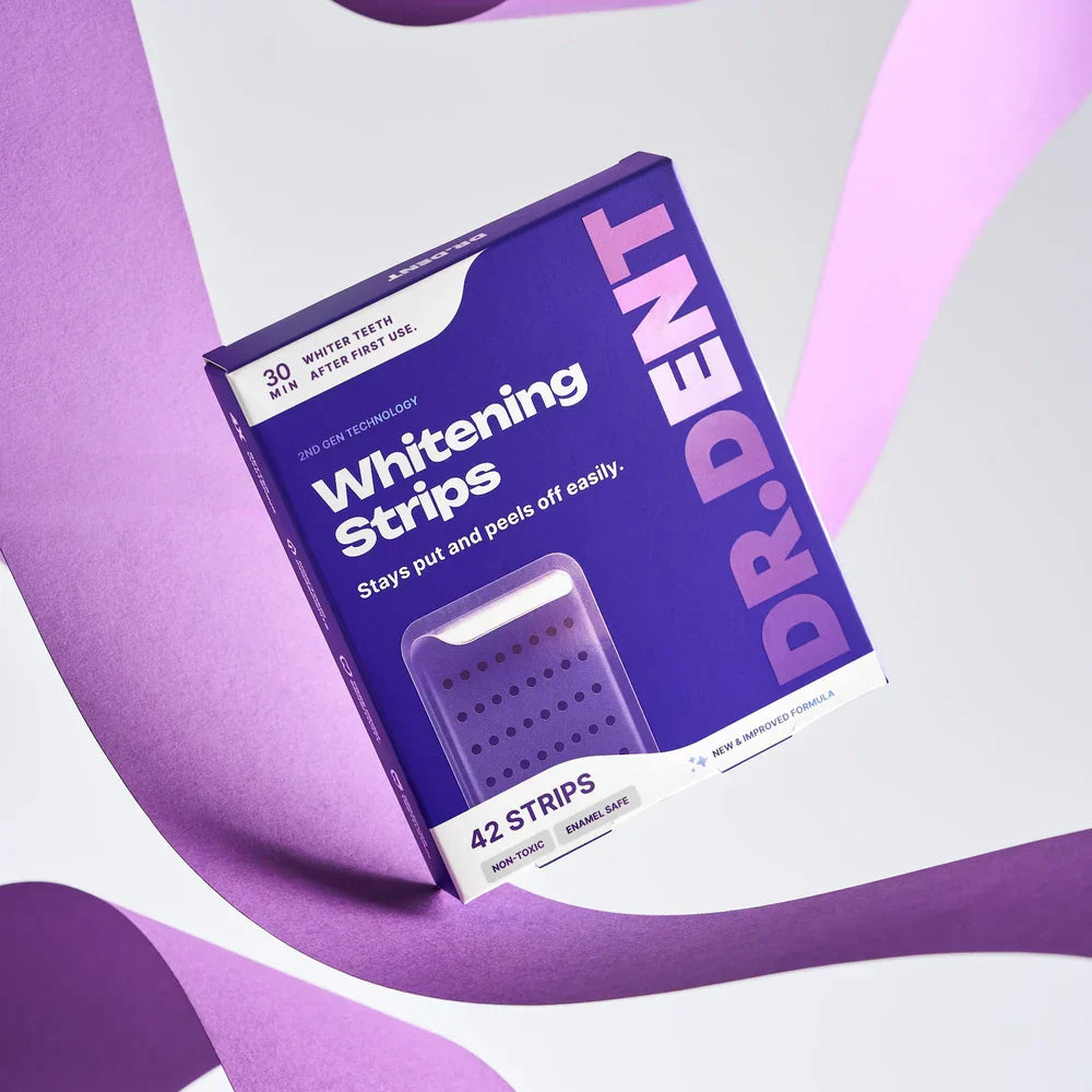 PAP Purple Teeth Whitening Strips 🦷 Remove Yellow & Coffee Stains - Safe for Enamel - No Sensitivity - Peroxide-Free - 7/21 Treatments