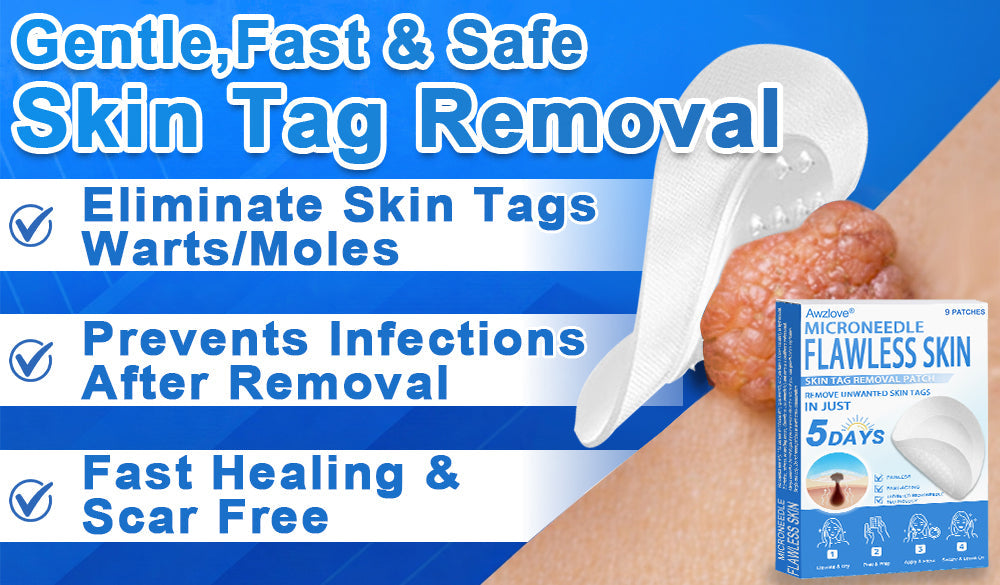 Awzlove® 2-in-1 Microneedle & Hydrocolloid Patch | Raised Moles,Acne,  Flat Warts & Skin Tags Remover | Improves Wrinkles, Scars & Blemishes | Invisible Star Pimple Patches for Face & Body |🎄🌳1