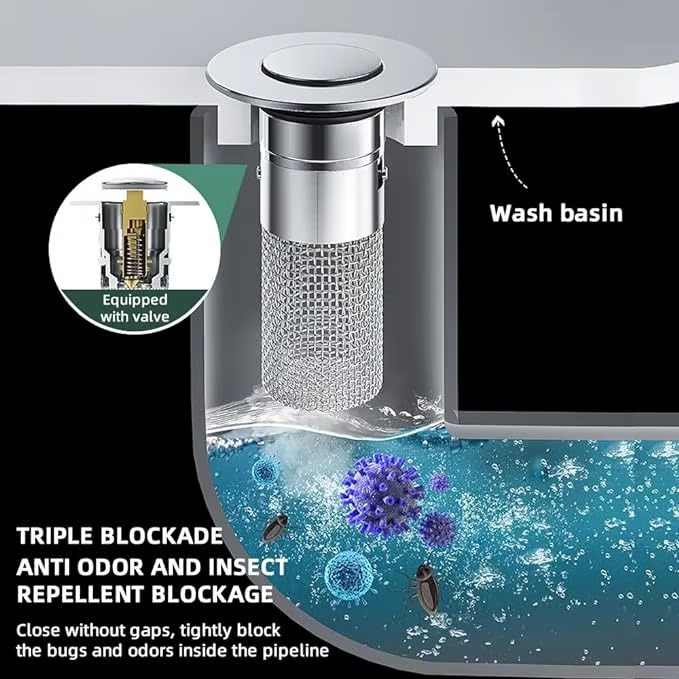 🔥Last Day Promotion 49% OFF🔥Pop Up Sink Drain Strainer----🛀Removes odors and prevents blockages