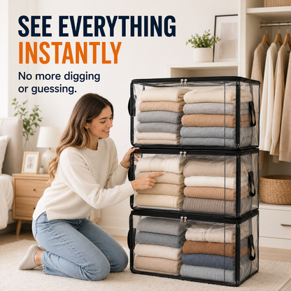 💥LAST DAY SALE 50%OFF TIMNAMY® Clear Stackable Storage Bags See Everything Store More Organize Faster🗃️🗃️
