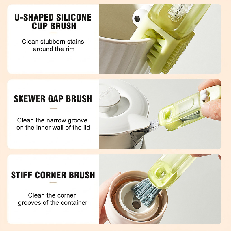 (🔥Last Day Promotion-48%OFF)TIMNAMY® 4 in 1 Multifunctional Cleaning Brush---Ideal for cleaning cups, window tracks, keyboard crevices, sink seams, tile grout, car air vents, and tight corners.