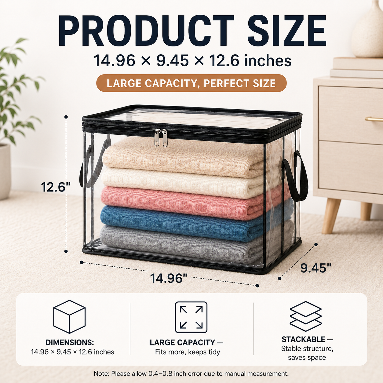 💥LAST DAY SALE 50%OFF TIMNAMY® Clear Stackable Storage Bags See Everything Store More Organize Faster🗃️🗃️