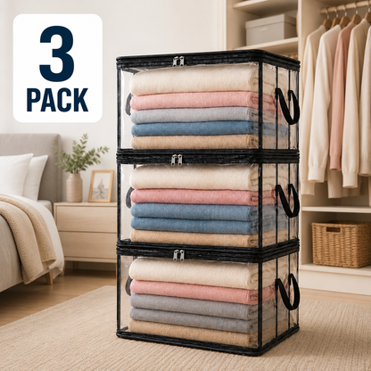 💥LAST DAY SALE 50%OFF TIMNAMY® Clear Stackable Storage Bags See Everything Store More Organize Faster🗃️🗃️