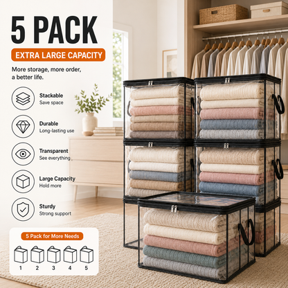 💥LAST DAY SALE 50%OFF TIMNAMY® Clear Stackable Storage Bags See Everything Store More Organize Faster🗃️🗃️