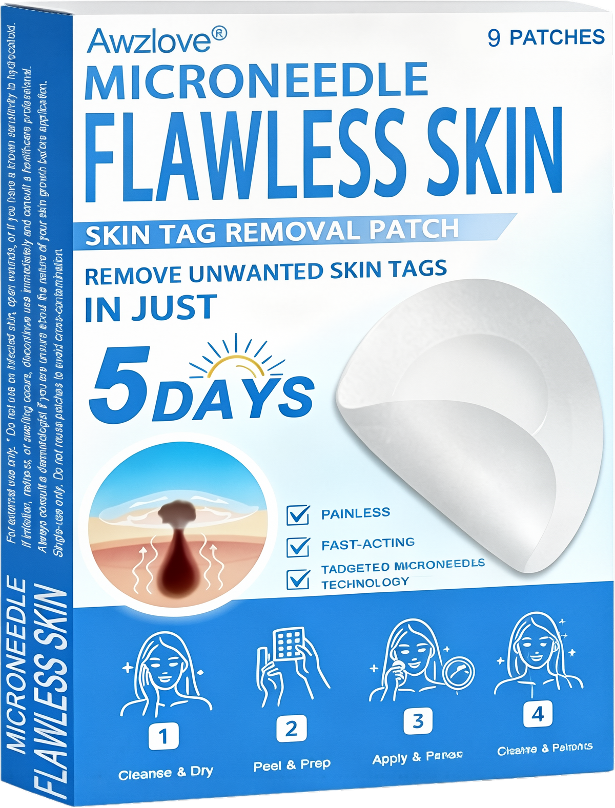 Awzlove® 2-in-1 Microneedle & Hydrocolloid Patch | Raised Moles,Acne,  Flat Warts & Skin Tags Remover | Improves Wrinkles, Scars & Blemishes | Invisible Star Pimple Patches for Face & Body |🎄🌳1