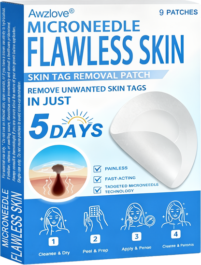 Awzlove® 2-in-1 Microneedle & Hydrocolloid Patch | Raised Moles,Acne,  Flat Warts & Skin Tags Remover | Improves Wrinkles, Scars & Blemishes | Invisible Star Pimple Patches for Face & Body |🎄🌳1