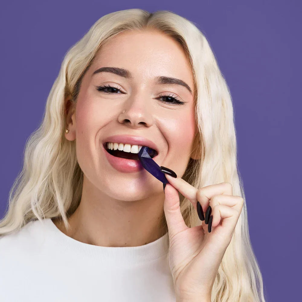 PAP Purple Teeth Whitening Strips 🦷 Remove Yellow & Coffee Stains - Safe for Enamel - No Sensitivity - Peroxide-Free - 7/21 Treatments