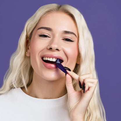 PAP Purple Teeth Whitening Strips 🦷 Remove Yellow & Coffee Stains - Safe for Enamel - No Sensitivity - Peroxide-Free - 7/21 Treatments