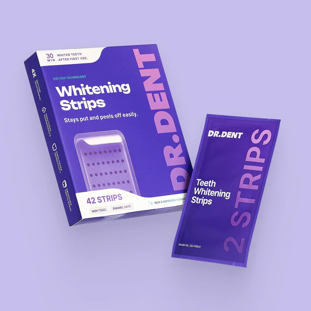 PAP Purple Teeth Whitening Strips 🦷 Remove Yellow & Coffee Stains - Safe for Enamel - No Sensitivity - Peroxide-Free - 7/21 Treatments